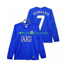 Camisolas de futebol Manchester United Cristiano Ronaldo 7 2008 2009 Retro Equipamento 3ª Manga Comprida